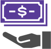 
	Hand holding banknotes on the left hand symbol leaving money and job opportunity
