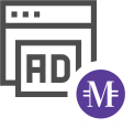 
	Symbol shows the an ad on a computer with the online currency, Motis, on the left of it
